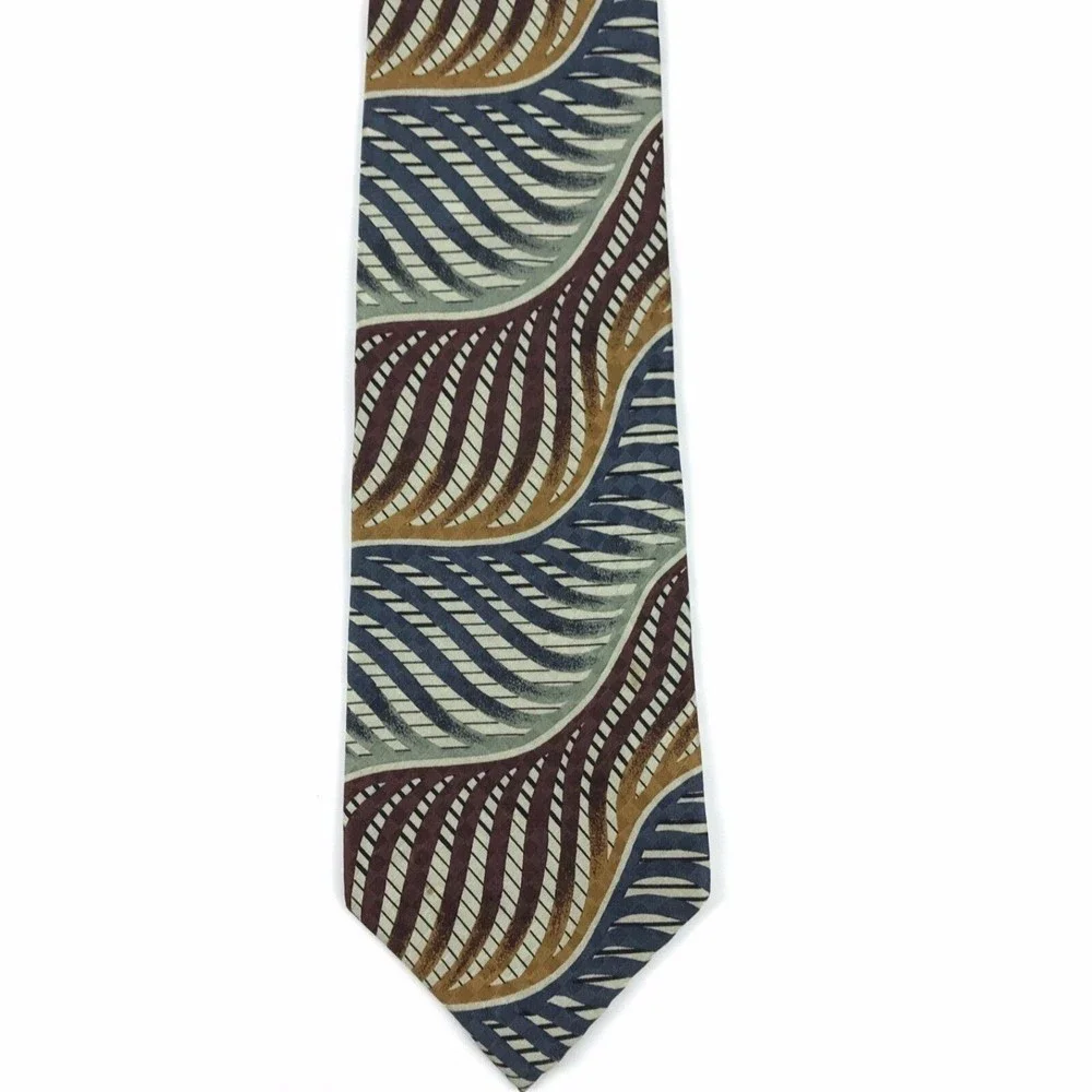 Jhane Barnes Silk Tie Men's Multicolor Designer Necktie Abstract Striped - Japan